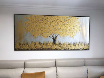 "THE REAL GOLDEN LEAF" - QUADRO ARTE MODERNA DIPINTO A MANO