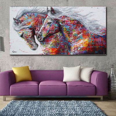 Stampa su tela di altissima qualità, colori accesi e brillanti Arte Moderna Astratta Horses