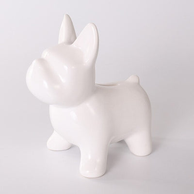 Salvadanaio bulldog portamonete in ceramica - scultura in stile nordico