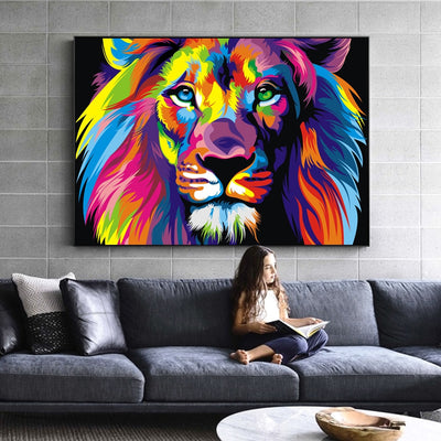 Quadro - LEONE Pop Art - STAMPA HD SU TELA DI ALTISSIMA QUALITÀ - VARIE DIMENSIONI DISPONIBILI