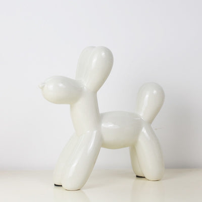 Scultura Pop Art - Palloncino a forma di Cane - Statue in Resina oro e bianco