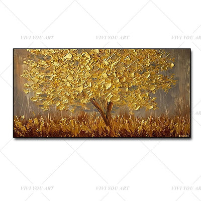 "THE REAL GOLDEN LEAF" - QUADRO ARTE MODERNA DIPINTO A MANO