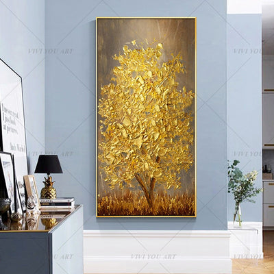 "THE REAL GOLDEN LEAF" - QUADRO ARTE MODERNA DIPINTO A MANO