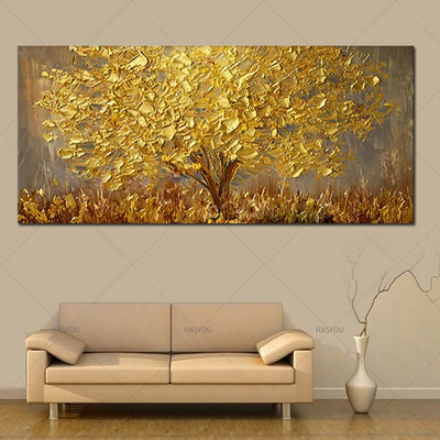 "THE REAL GOLDEN LEAF" - QUADRO ARTE MODERNA DIPINTO A MANO