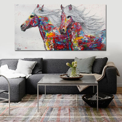 HORSES 2 - NUOVA SERIE - Stampa su tela di altissima qualità, colori accesi e brillanti Arte Moderna Astratta